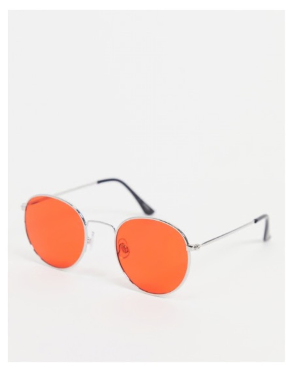 Silver Frame Round Sunglasses with Orange Lenses